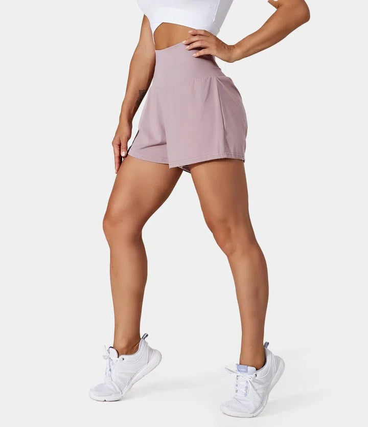 Short deportivo transpirable, mujer, cintura alta, bolsillos, para cualquier deporte.