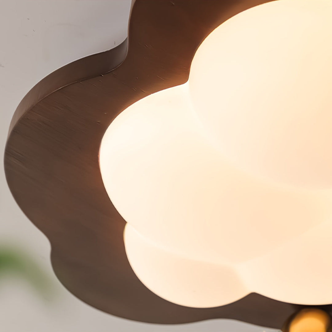 Lámpara de techo LED madera, forma de nube. Luz natural y diseño nórdico para el hogar.