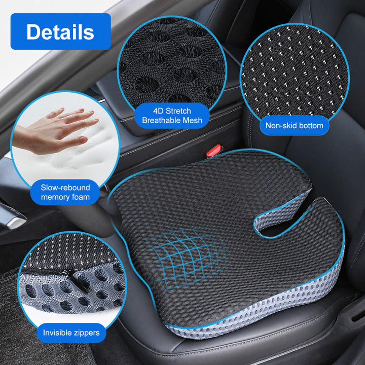 Cojín ergonómico Triacomfort para silla de oficina, mejora la postura y alivia el dolor de espalda.