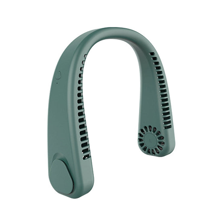 Ventilador de cuello recargable, portátil y silencioso, ideal para refrescarse en verano.