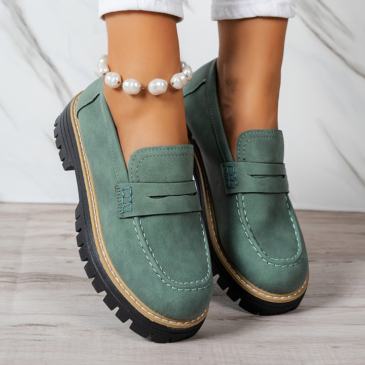 Mocasines retro mujer para primavera, estilo versátil elegante, piel sintética.