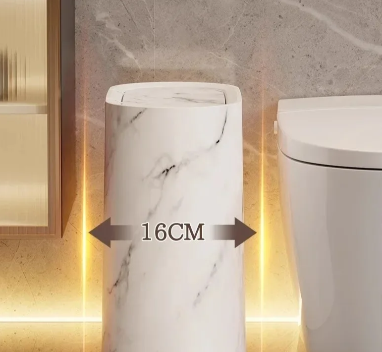 Cesto de basura de plástico duradero, diseño mármol nórdico, perfecto para añadir estilo a tu hogar.