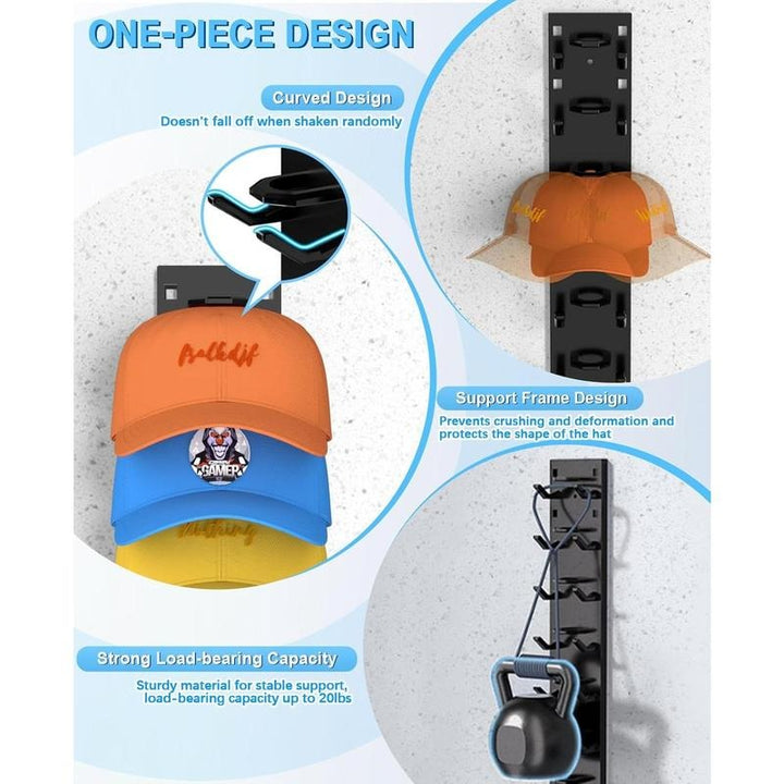 Soporte de pared para gorras, ideal para organizar hasta 20 sombreros. Gancho resistente para el hogar y dormitorio.