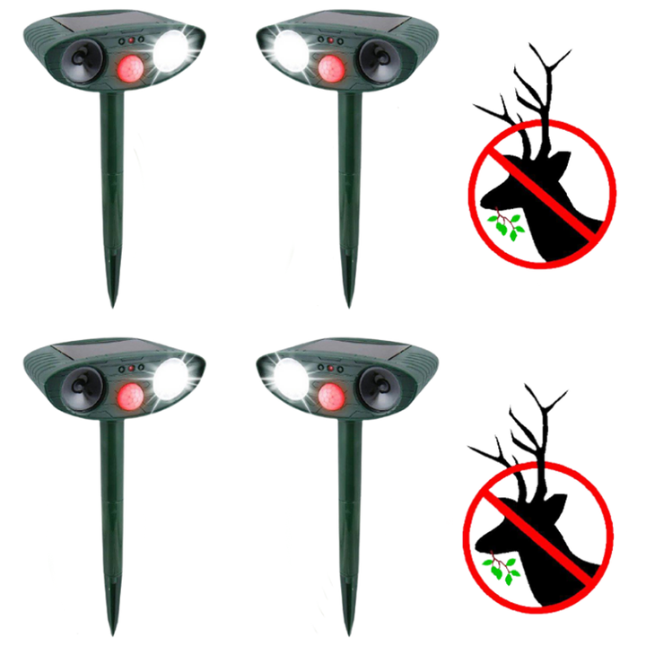 Repelente ultrasónico solar para ciervos, ideal para proteger tu jardín exterior.