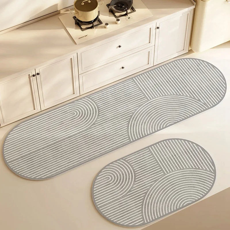 Alfombra moderna antideslizante para cocina y baño, lavable, decoración segura y elegante para el hogar.