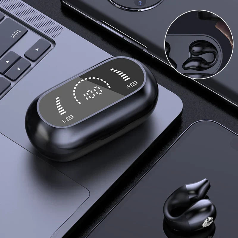 Conjunto de auriculares inalámbricos con clip, perfectos para un estilo de vida activo.