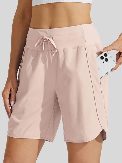 Short fitness mujer, cintura alta y cordón. Con bolsillos y fabricado en algodón para el verano.