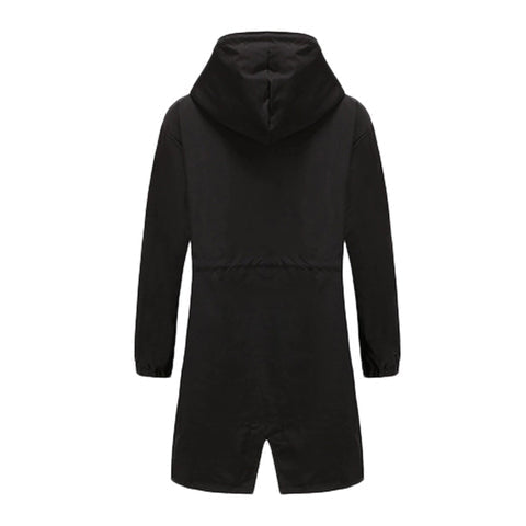 Abrigo largo de otoño/invierno para mujer, con capucha y cuello alto. Gabardina casual y elegante para exterior.