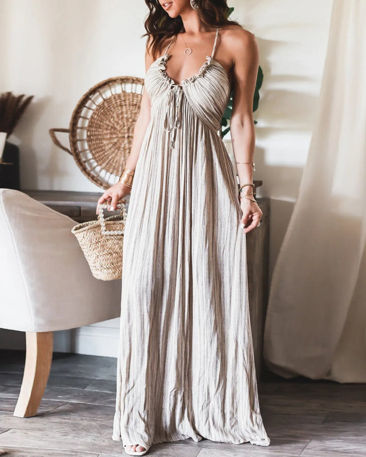 Vestido de verano para vacaciones y playa, estilo fluido. Ofrece máxima comodidad y frescura femenina.