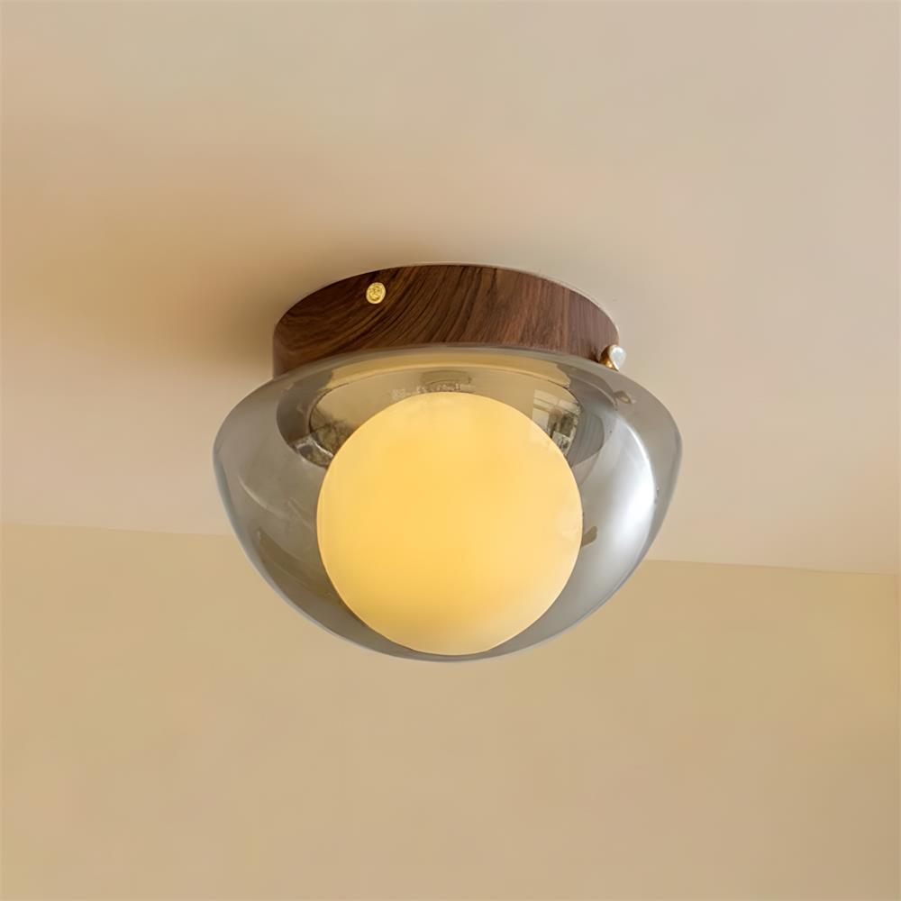 Iluminación moderna y cálida, lámpara de techo cúpula ámbar, aporta un toque de elegancia retro.