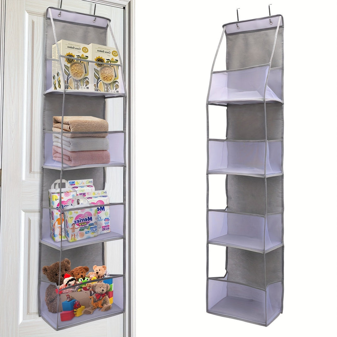 Organizador de puerta con 4 compartimentos de malla que ahorra espacio, perfecto para cualquier habitación del hogar.