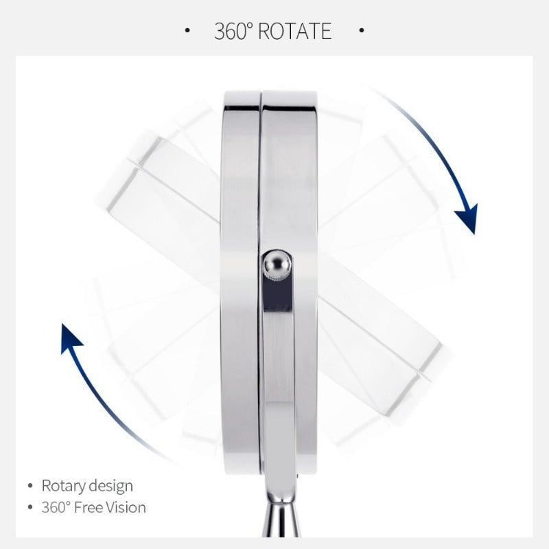 Espejo LED de maquillaje para baño, ajustable, con doble aumento. Ideal para tocador y belleza.