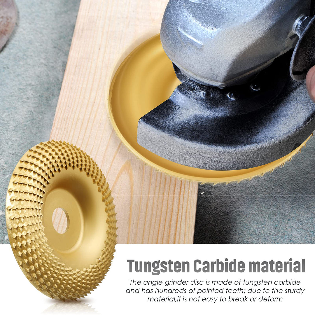 Logra acabados precisos con disco de carburo para tallado de madera y bricolaje con amoladora.