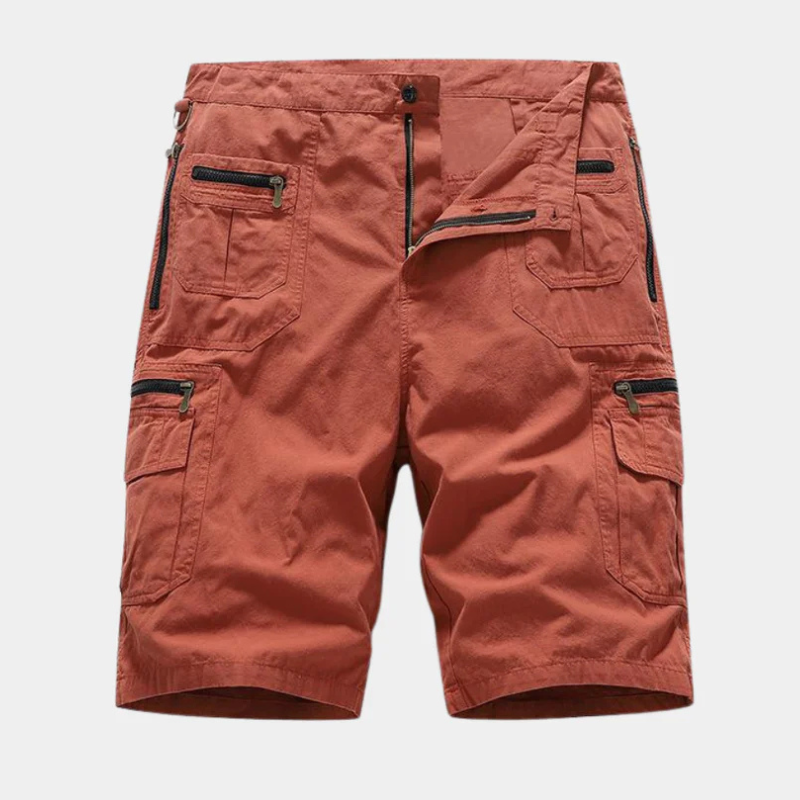 Bermudas cargo de hombre en algodón, con estilo urbano y diseño casual. Proporcionan comodidad y frescura en verano.