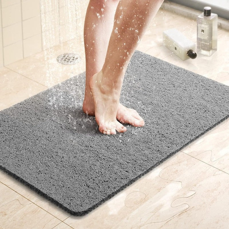 Alfombra antideslizante rectangular para ducha y baño, gris. Garantiza seguridad y comodidad en el hogar.