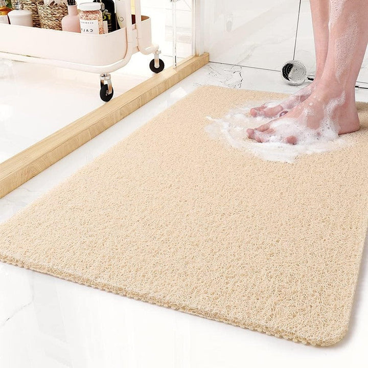 Alfombra antideslizante de baño gris, rectangular. Comodidad y seguridad para ducha, spa y gimnasio.