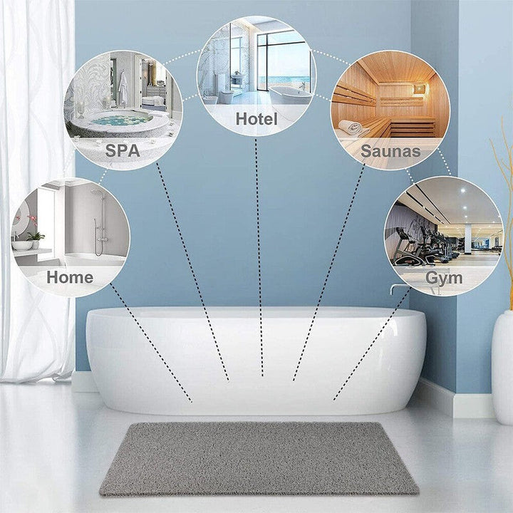Alfombra de baño antideslizante rectangular gris, diseño moderno. Funcionalidad y estilo para tu ducha.