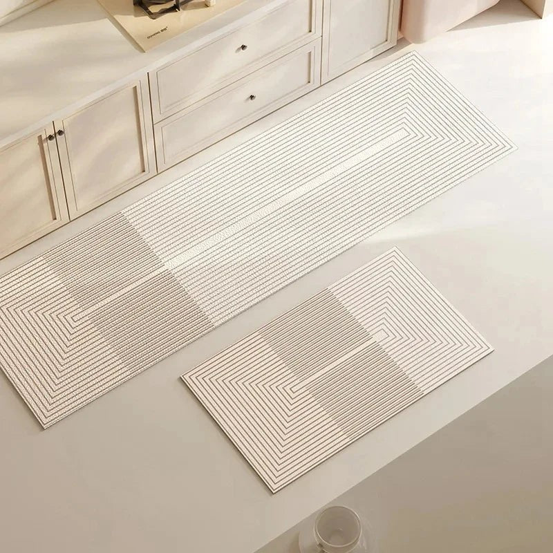 Tapete de cocina absorbente antideslizante con diseño geométrico moderno, protege y decora tu hogar.