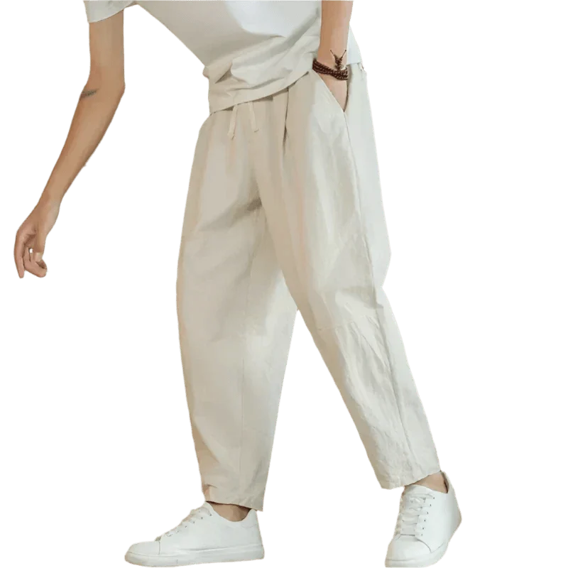 Pantalón casual de algodón para hombre, ligero y transpirable, ideal para primavera y verano.