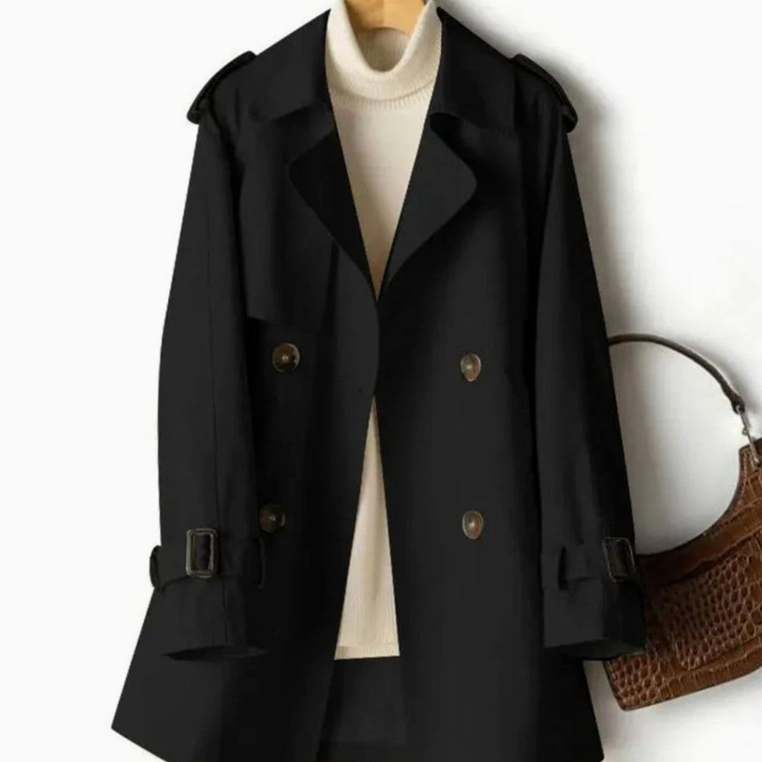 Gabardina cruzada elegante ANOUK para mujer, perfecta para entretiempo y moda de otoño-invierno.