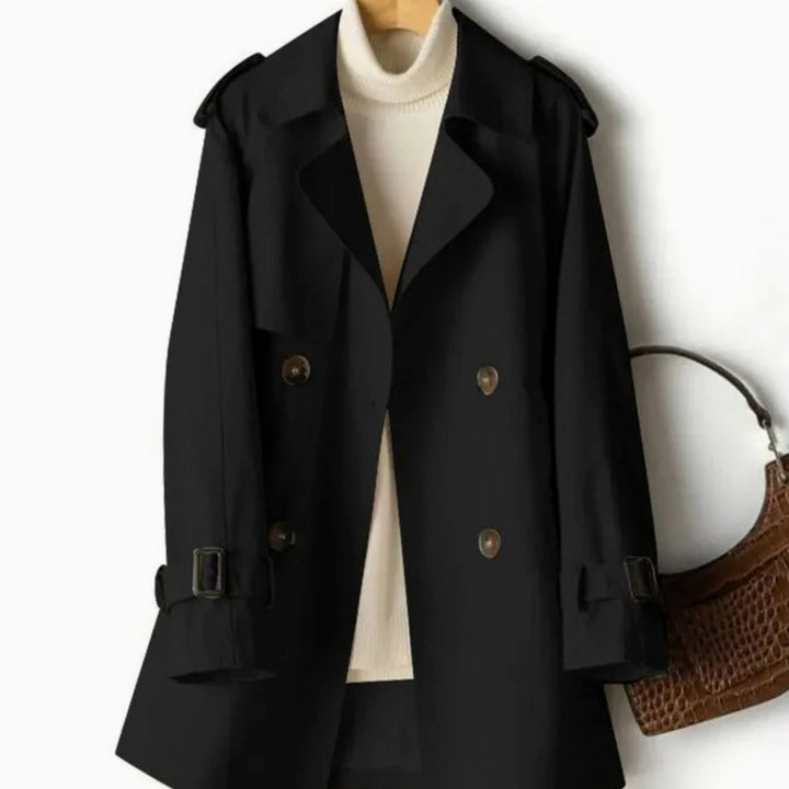 Gabardina cruzada elegante ANOUK para mujer, perfecta para entretiempo y moda de otoño-invierno.