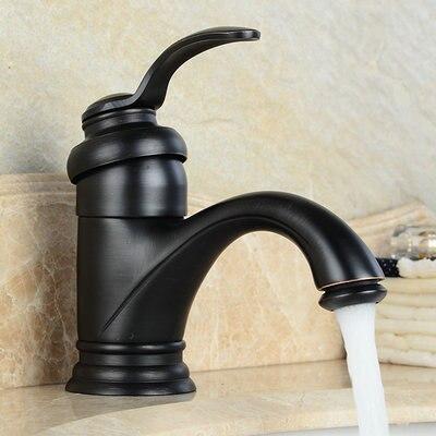 Grifo negro mezclador de lavabo, estilo vintage, ideal para baño antiguo, con fácil instalación.