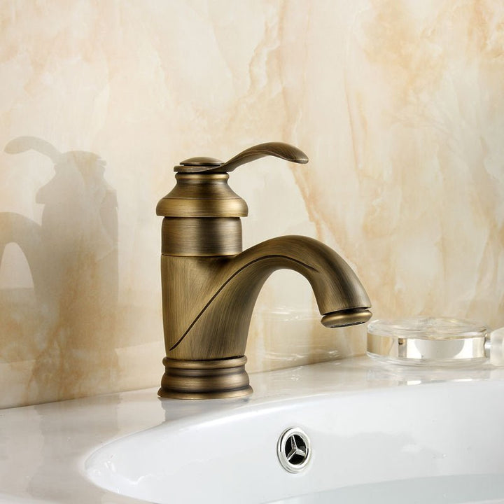 Grifo lavabo vintage dorado de latón macizo, mezclador clásico sin plomo, accesorios de baño.