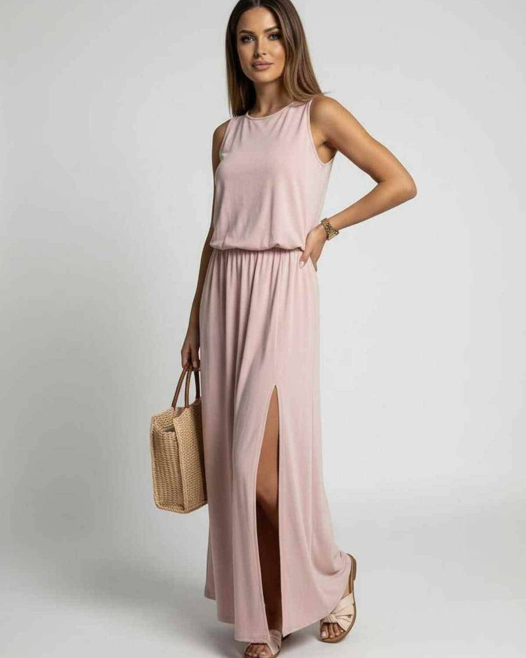 Vestido maxi de mujer para verano, elegante y casual. Vestido de día fluido, perfecto para cualquier ocasión.