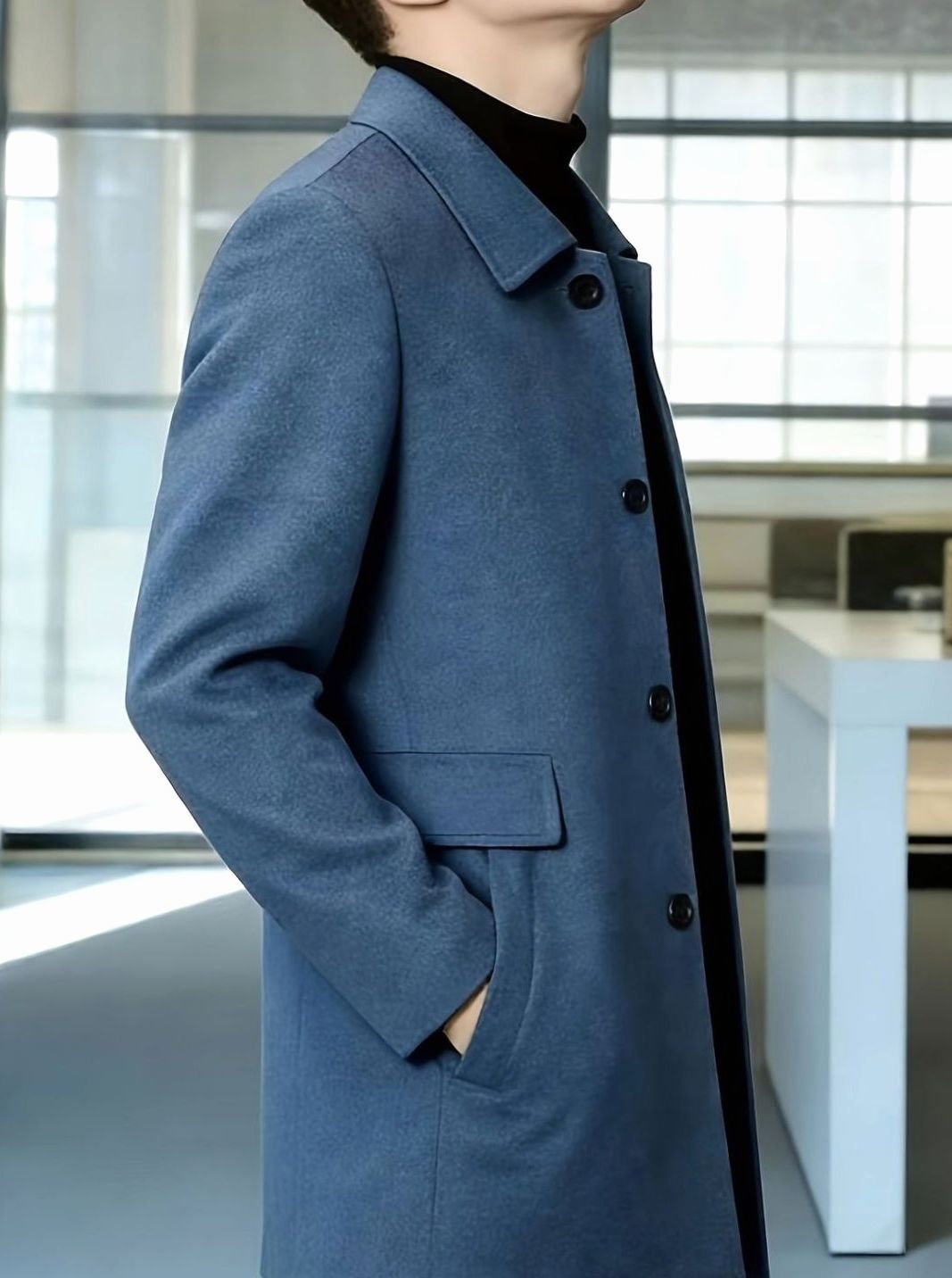 Abrigo cruzado de lana hombre, estilo elegante y calidez asegurada para el invierno.