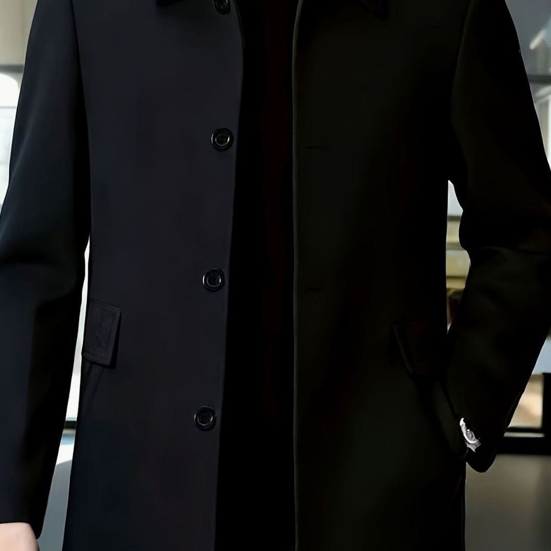 Abrigo de lana de hombre, doble botonadura, ropa formal y calidez para invierno.