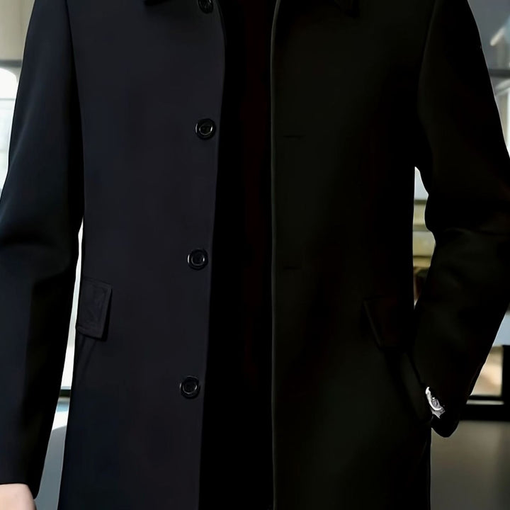 Abrigo de lana de hombre, doble botonadura, ropa formal y calidez para invierno.