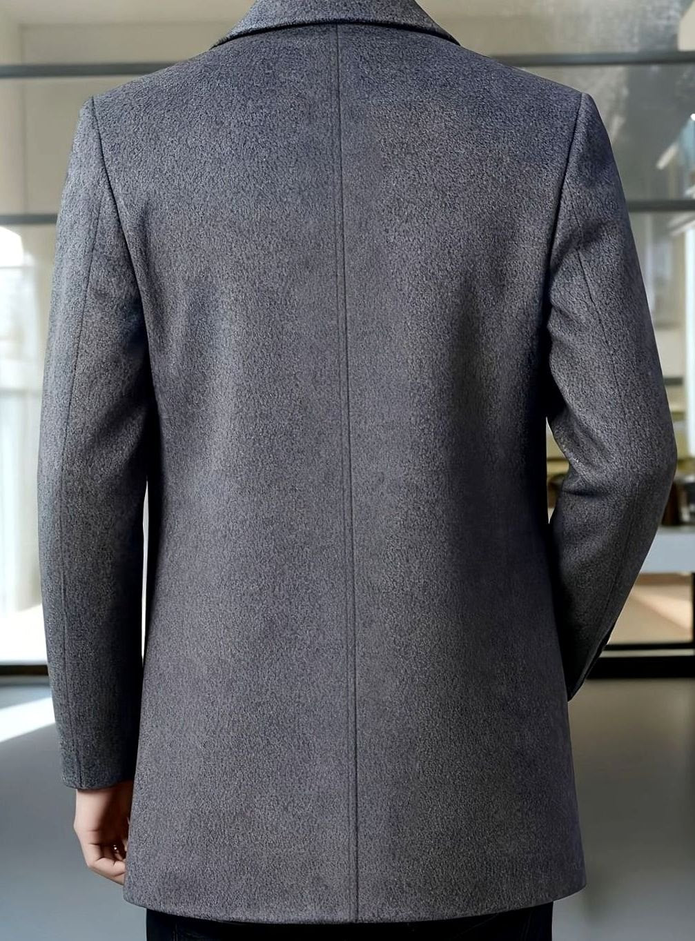 Abrigo de lana cruzado para hombre, tejido suave, máxima calidez, look formal o casual smart.