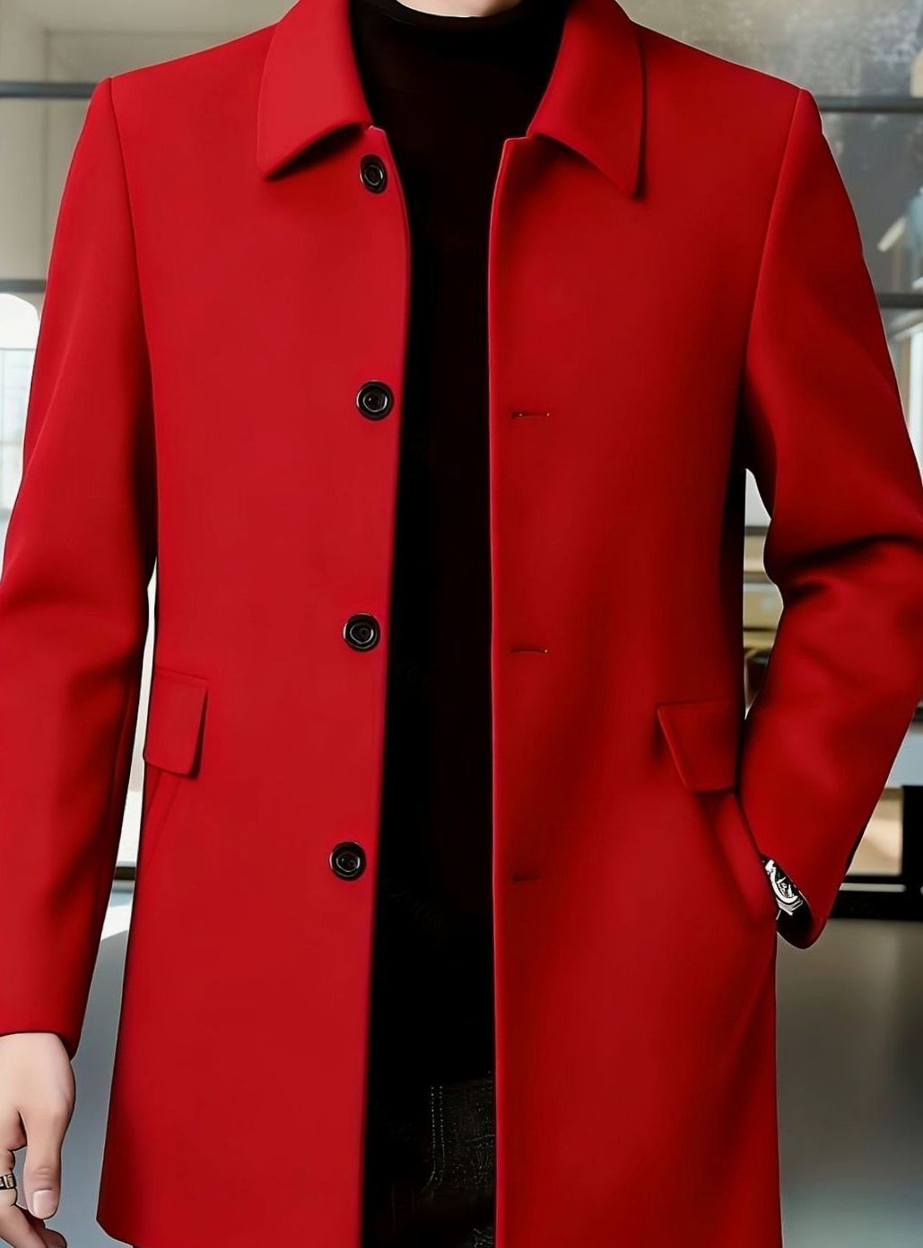 Abrigo de lana para hombre, esencial en moda masculina de invierno, muy cálido.