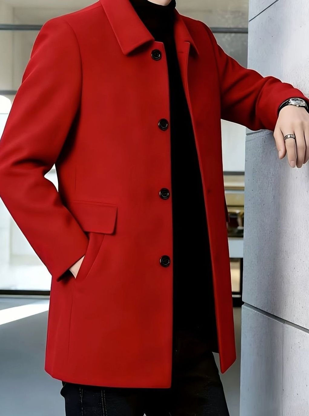 Abrigo formal hombre, lana de calidad, estilo cruzado para un invierno elegante.