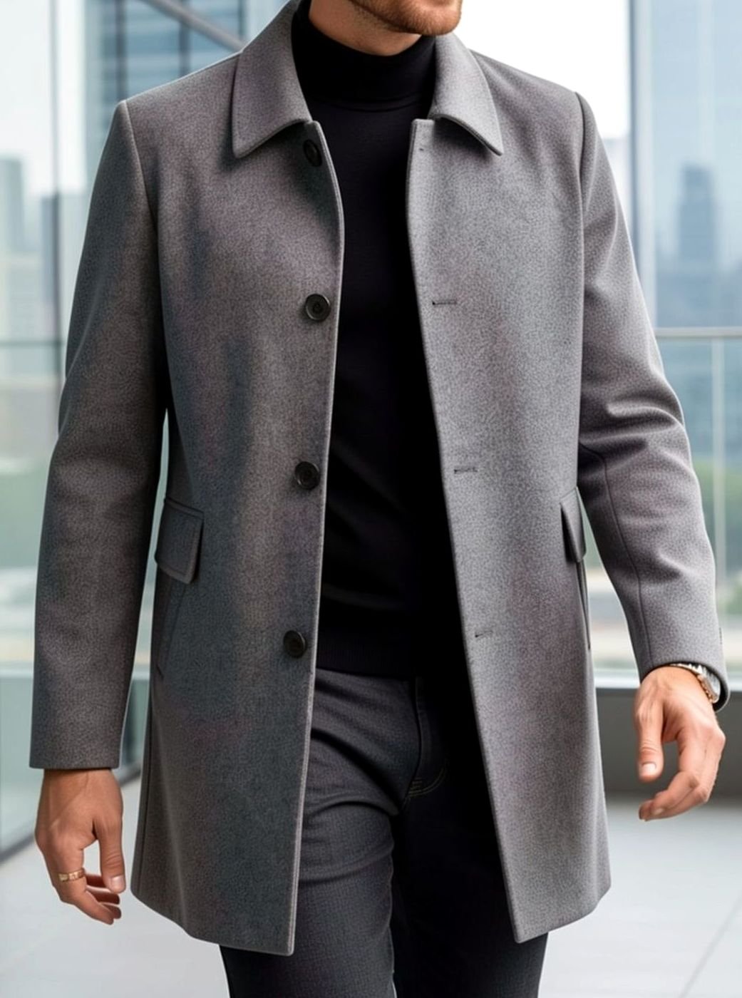 Abrigo de lana para hombre, calidez superior para el invierno, estilo moderno y formal.