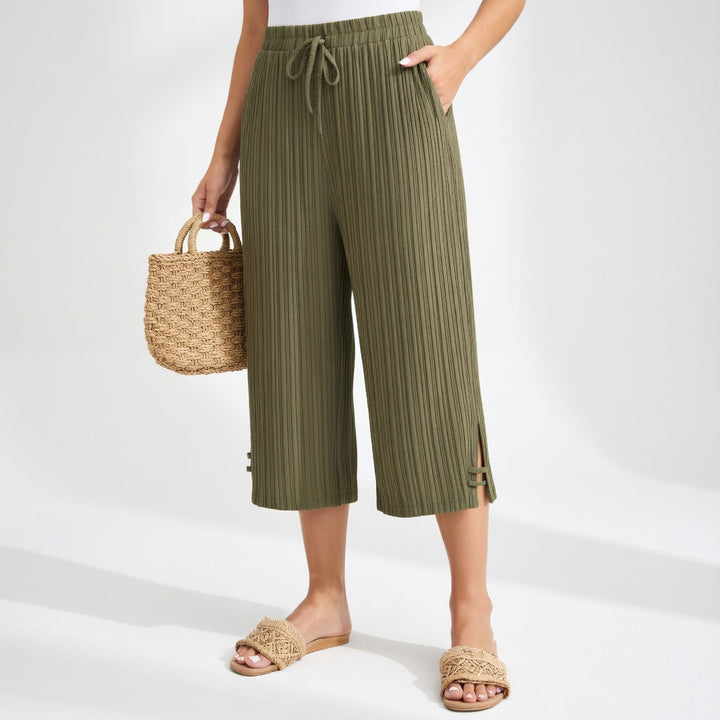 Pantalón fluido elegante para mujer, ideal verano. Estilo casual chic, cintura ajustable, cómodo y transpirable.