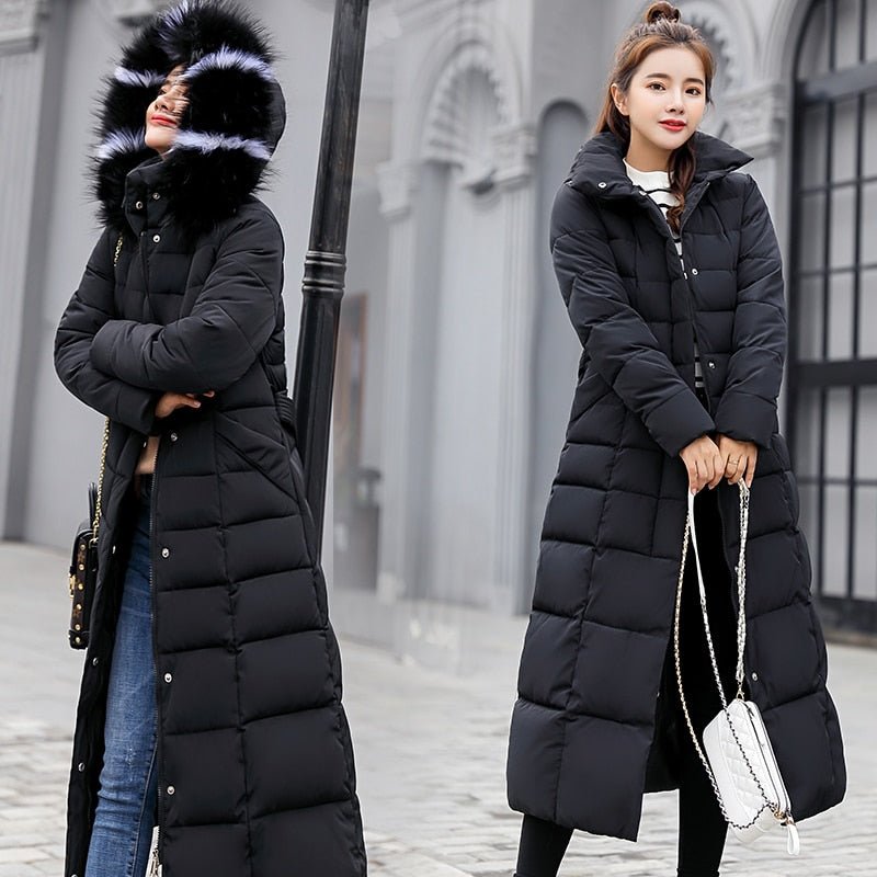 Chaqueta larga de invierno para mujer, acolchada y cálida. Con capucha para protegerte del clima frío.