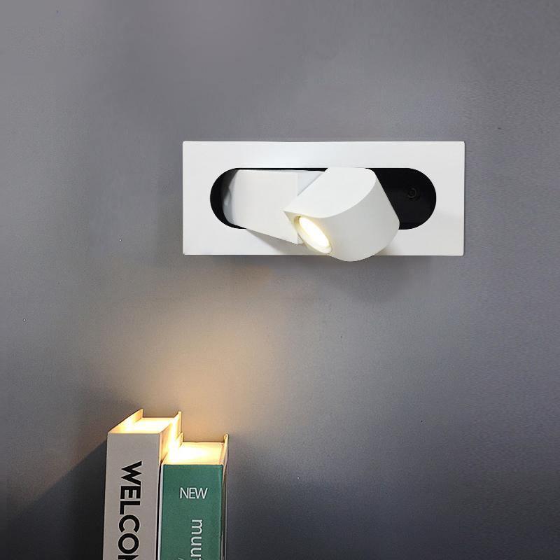 Lámpara de pared con brazo flexible, luz de lectura y enfoque. Diseño minimalista ahorra espacio.