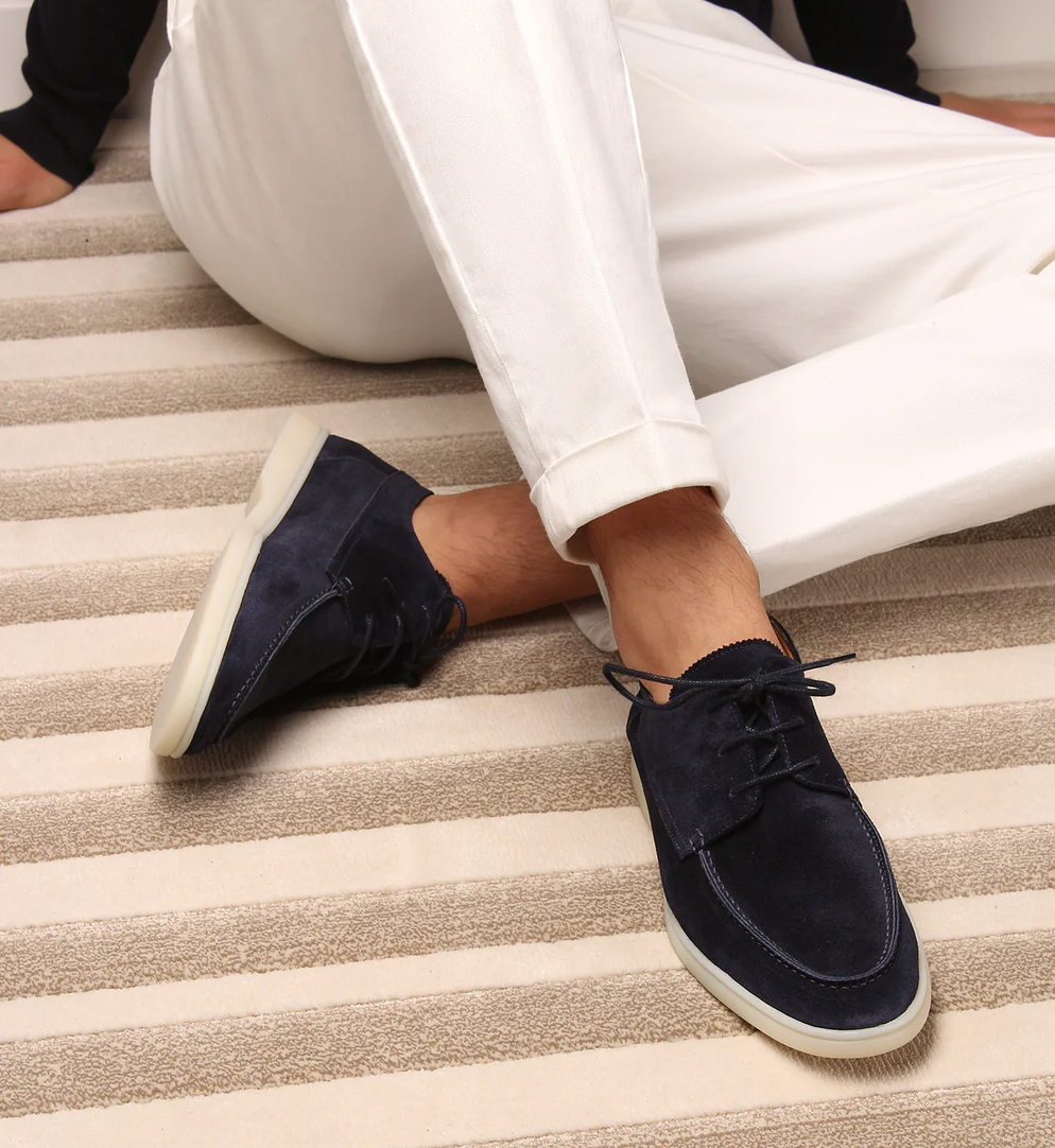 Blucher de ante para hombre, estilo casual y elegante. Zapatos cómodos con cordones para moda.
