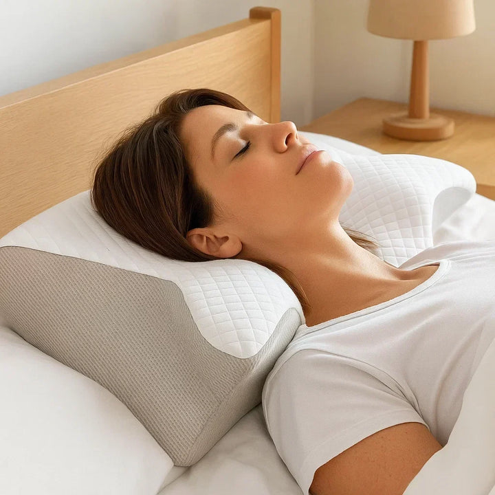Almohada ergonómica de lujo para el hogar, promoviendo el bienestar y la salud con cada descanso.