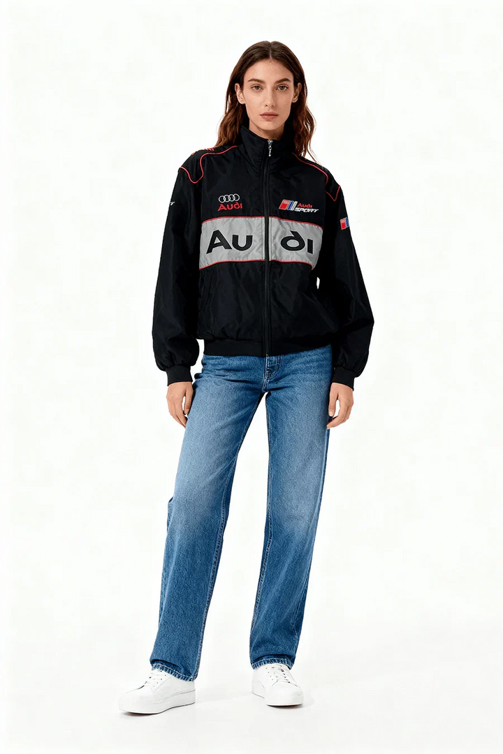 Chaqueta clásica de carreras unisex, estilo retro vintage. Disponible de S a 5XL. Moda, deporte y comodidad.