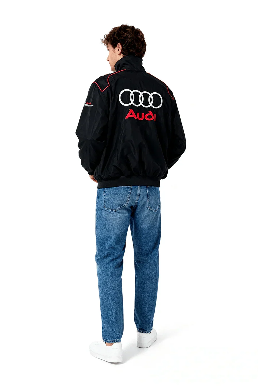 Chaqueta unisex estilo carreras, moda retro. Prenda clásica versátil para un look casual, deportivo o urbano.