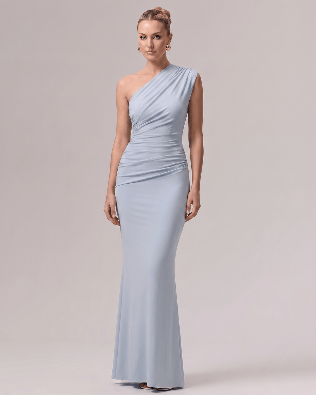 Vestido de fiesta para mujer, formal, largo, un hombro, sin mangas.