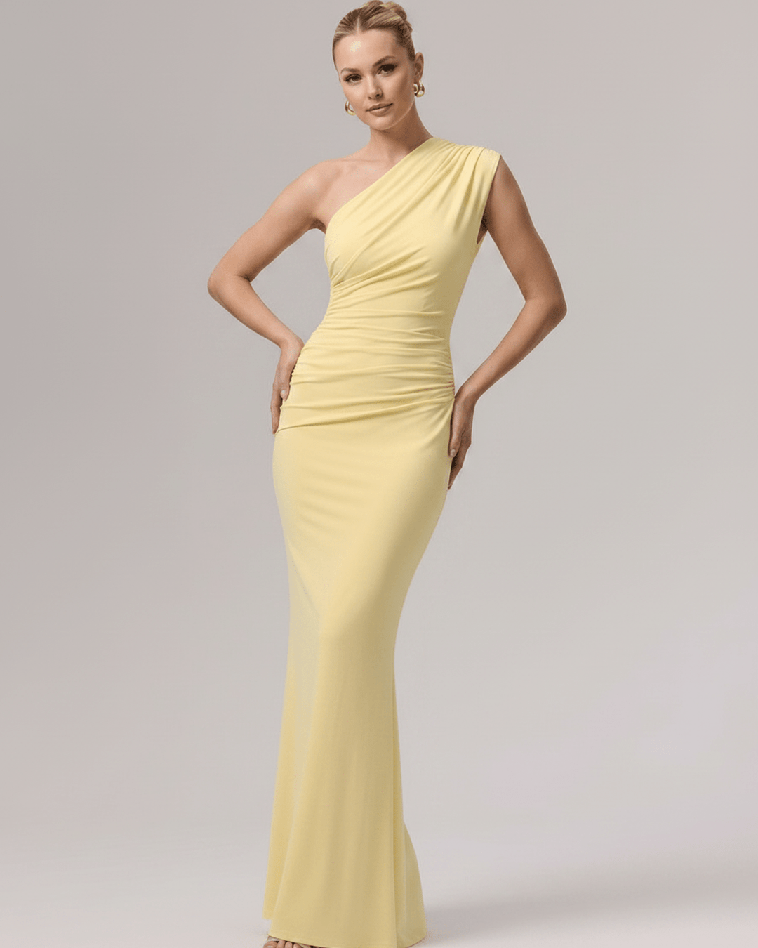 Elegante vestido maxi de fiesta para mujer, con estilo de un hombro.