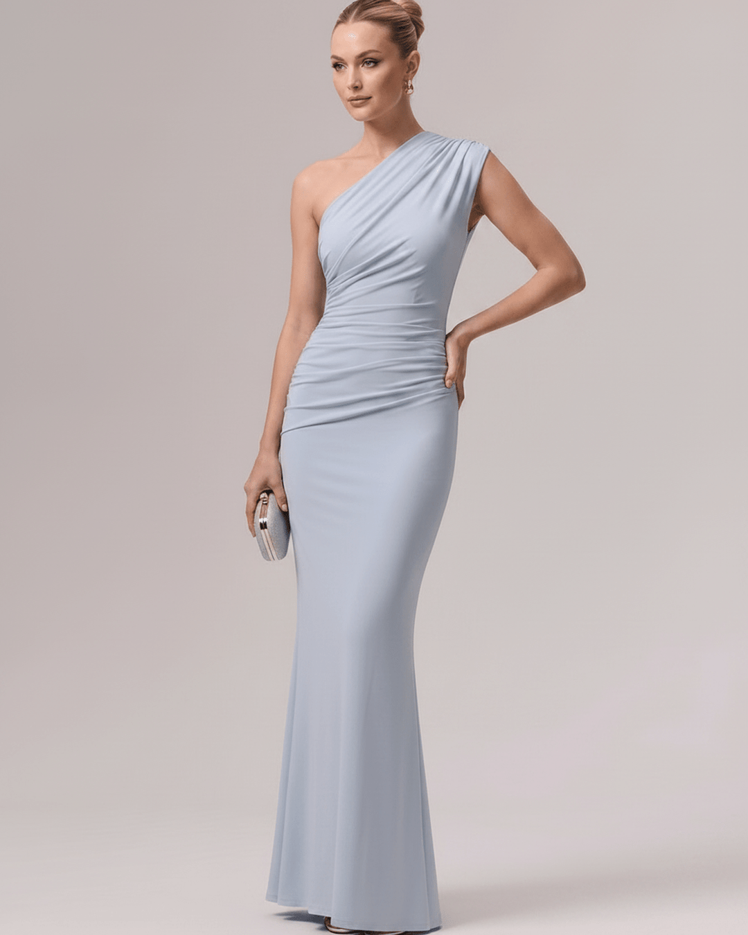 Vestido de boda para mujer, maxi, elegante y de un hombro.