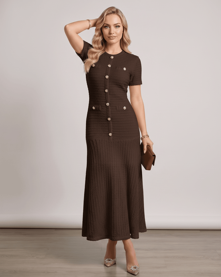 Vestido largo para mujer, ropa de verano, elegante y cómodo, con cuello redondo.