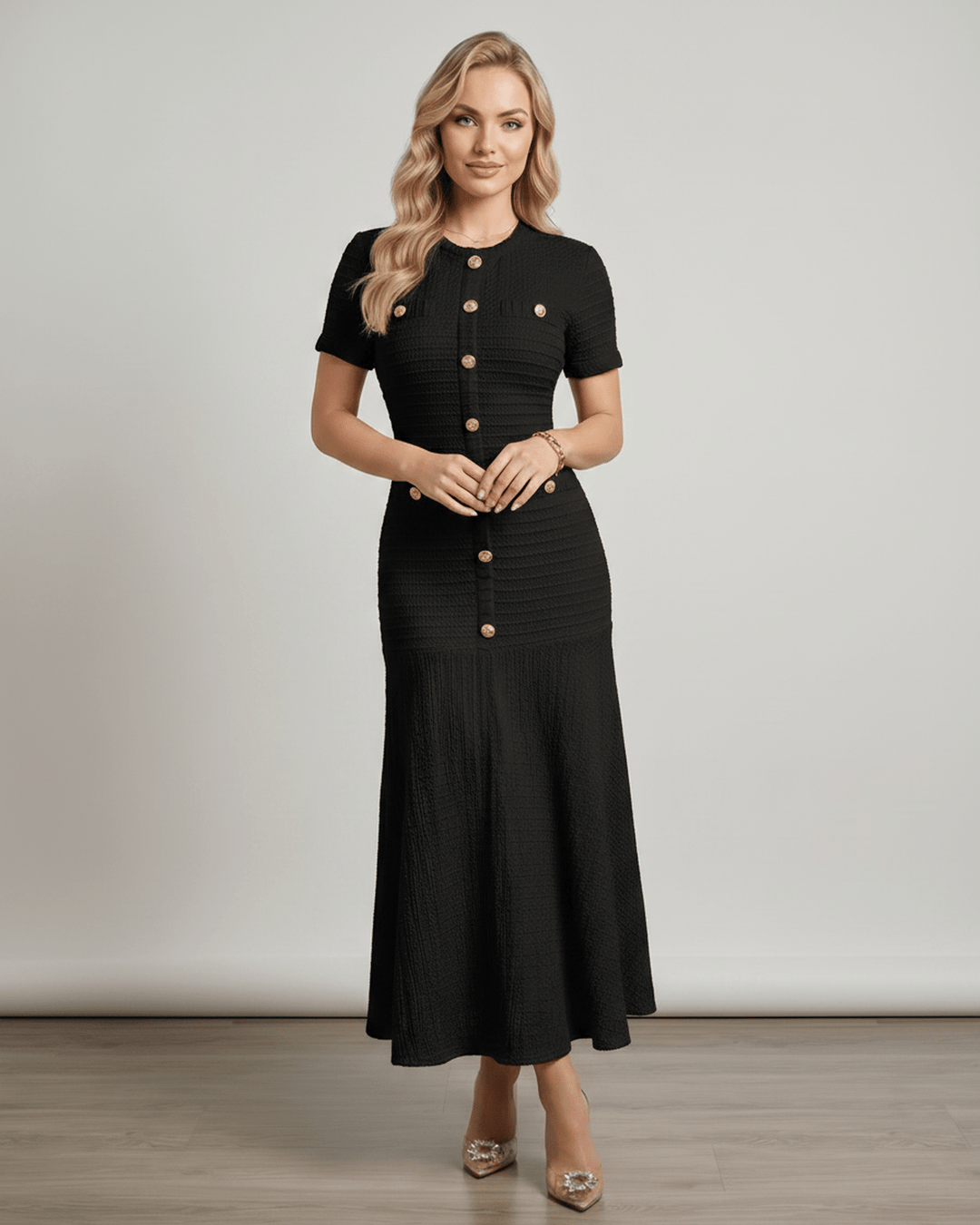Vestido elegante de noche para mujer, silueta en A, sofisticado y cómodo.