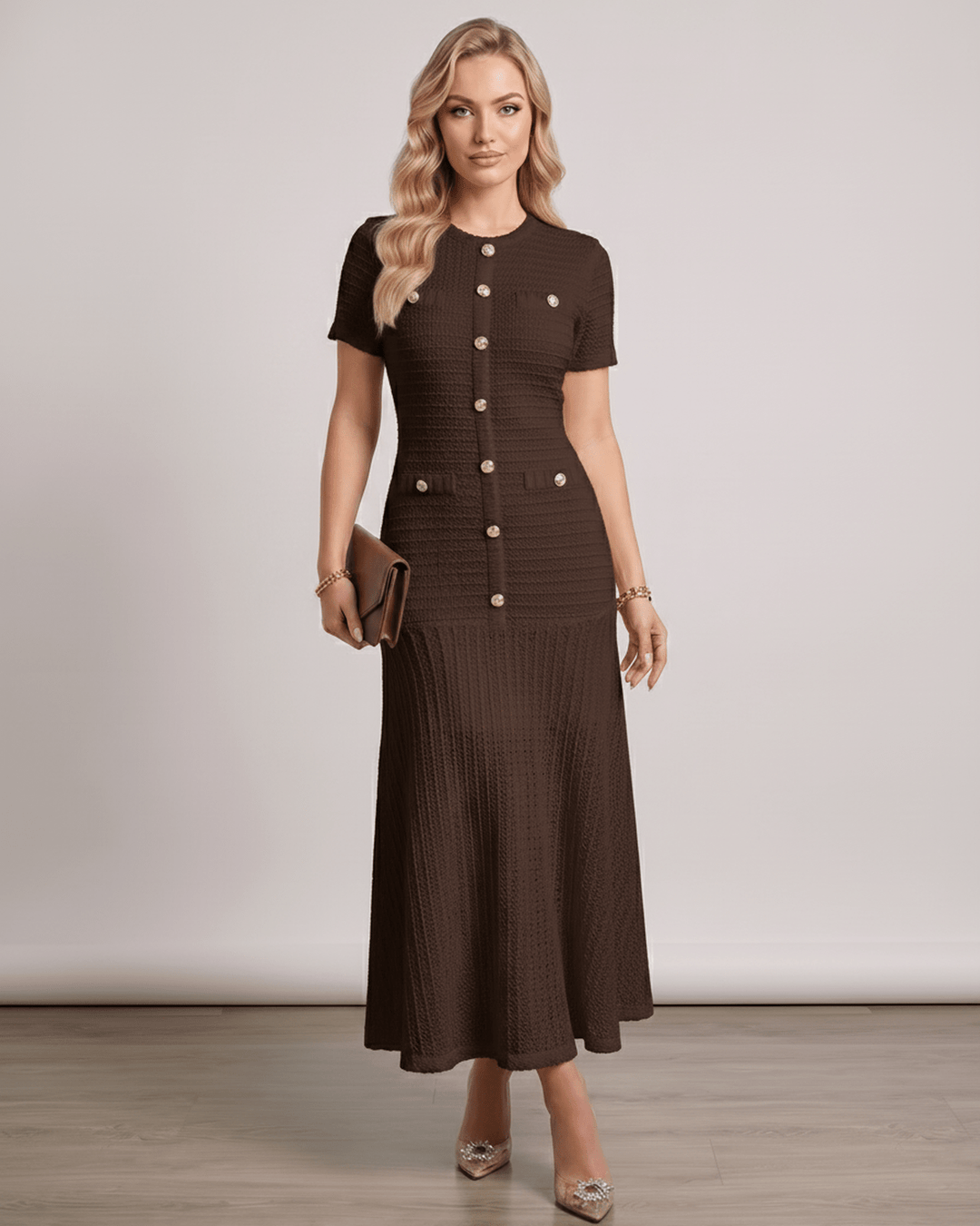 Vestido de fiesta, silueta en A, estilo fluido, ideal para un look femenino y elegante.