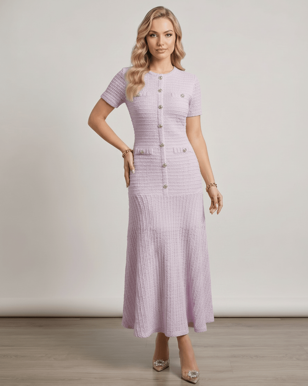 Moda femenina: vestido maxi fluido, elegante y moderno, perfecto para eventos especiales.