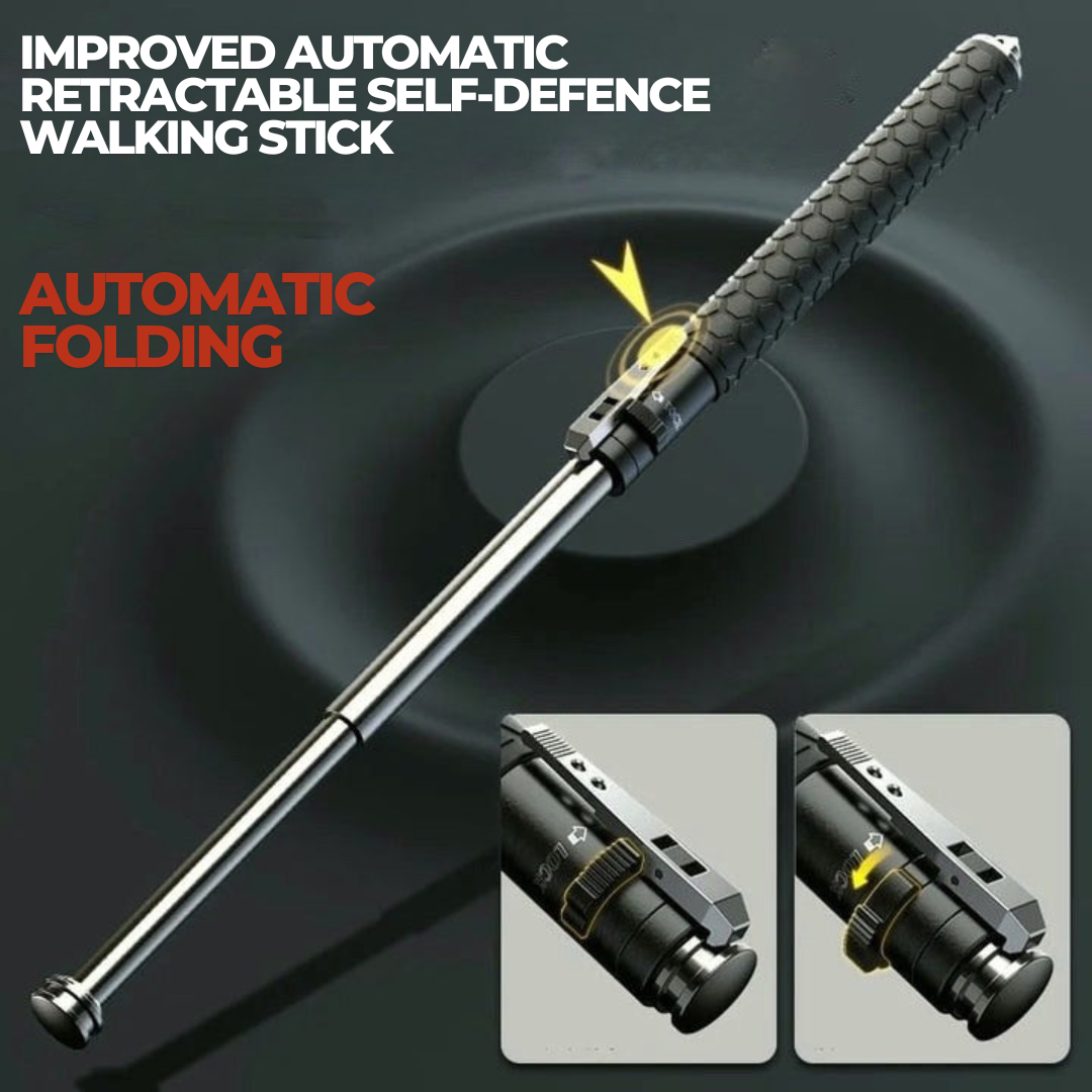 Bastón portátil de protección para exteriores, ideal para senderismo y autodefensa.